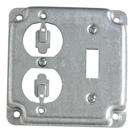 2-gang 4 in square metal electrical box cover|2 gang metal outlet cover.